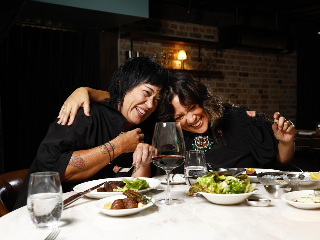 Kate Ceberano being interviewed by Cydonee Mardon for High Steaks at The Cut Bar and Grill in The Rocks. Picture: Jonathan Ng