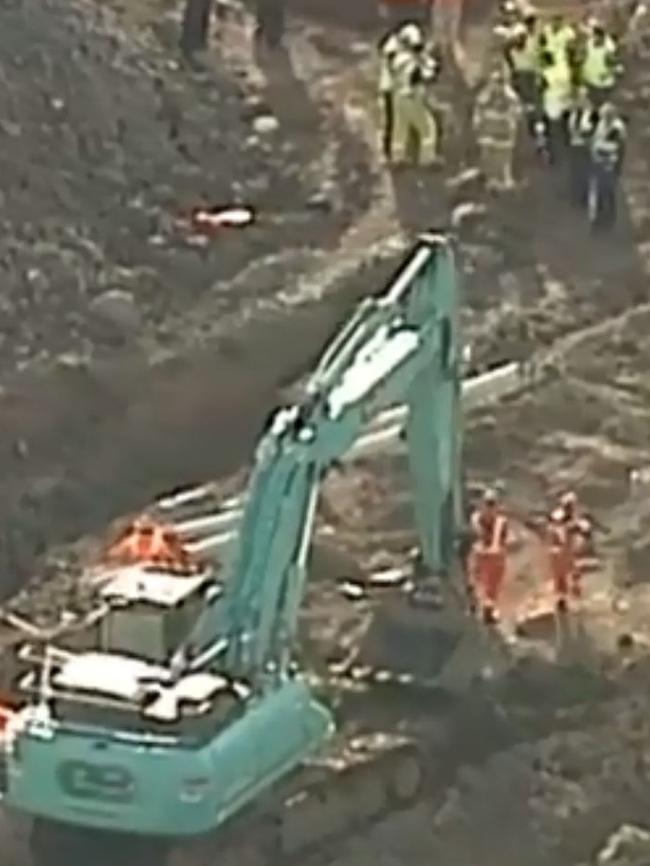 A worker has died in Wallan after becoming stuck in a trench. Picture: 7 News