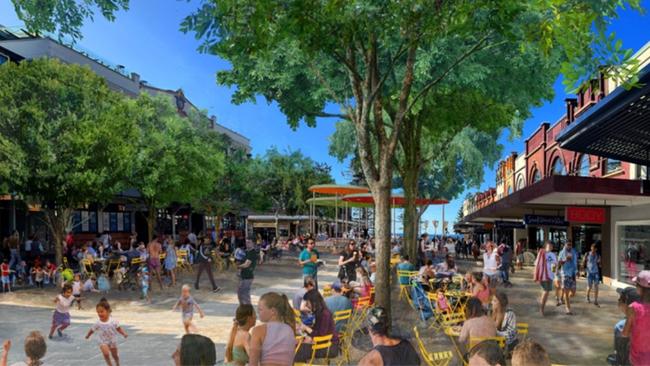 An artist's impression of proposed changes to The Corso contained in the "My Place: Manly" plan to be voted on by Northern Beaches Council on Tuesday night. Picture: Northern Beaches Council (Mark Gerada)