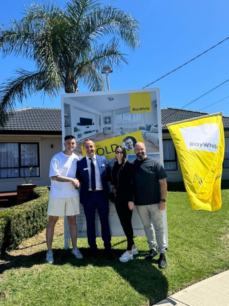 Morelle and Frank Karalis’ (far right) farewell their Gladstone Park home to a lucky new young buyer.