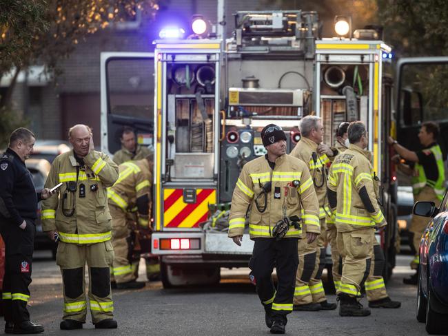 Firefighters at the scene of a fatal house fire in Biara Ave in Clemton Park. Picture: Julian Andrews