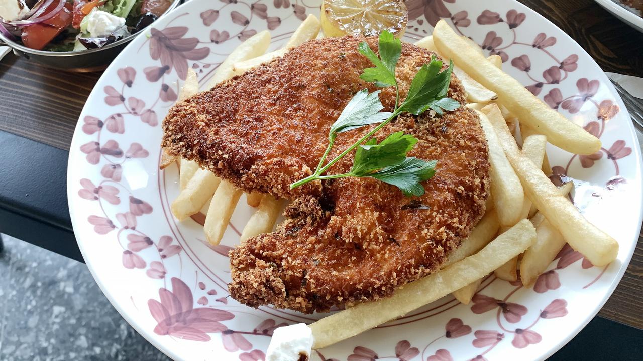 The chicken schnitzel at Five Dock Bowling Club. Picture Rohan Kelly