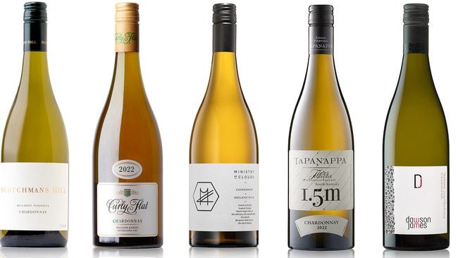 Scotchmans Hill chardonnay, Curly Flat chardonnay, Ministry of Clouds chardonnay, Tapanappa Tiers Vineyard 1.5m chardonnay and the Dawson James chardonnay.