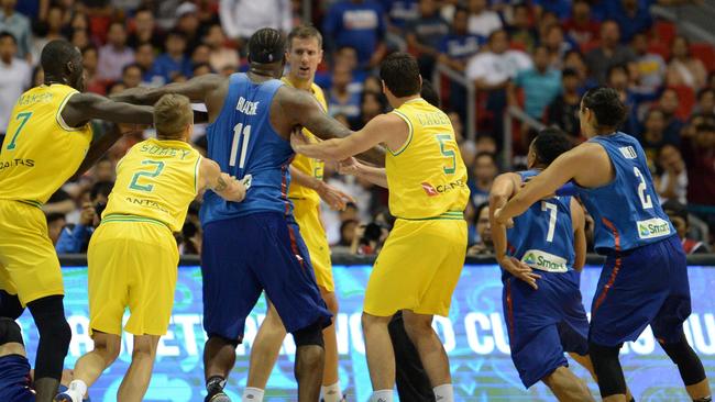 Gaze said the brutal scenes during the Boomers FIBA World Cup qualifier against the Philippines were upsetting. Picture: AFP Photo/Ted Aljibe