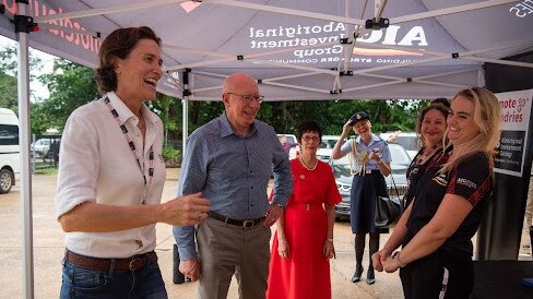 AIG CEO Liz Morgan-Brett talking with Governor-General David Hurley and his wife Linda and other AIG team members. Picture: Pema Tamang Pakhrin