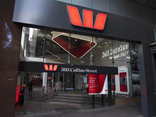 Westpac Bank signage is seen in Melbourne, Sunday, 5 May 2019. Westpac is due to deliver in financial half year results tomorrow, Monday 6 May, 2019. (AAP Image/Ellen Smith) NO ARCHIVING