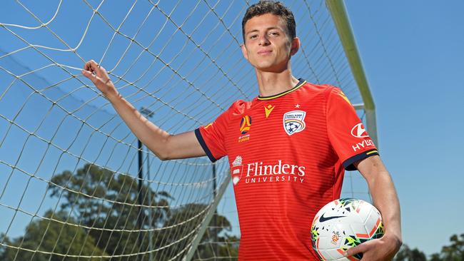 Adelaide United teenager Louis D’Arrigo has recorded his maiden first-team start and home A-League debut in the past fortnight. Picture: Tom Huntley