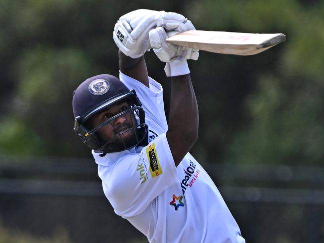 Hoppers CrossingÃs HD DIAS during the VSDCA Williamstown v Hoppers Crossing cricket match in Williamstown, Saturday, Jan. 21, 2023.Picture: Andy Brownbill