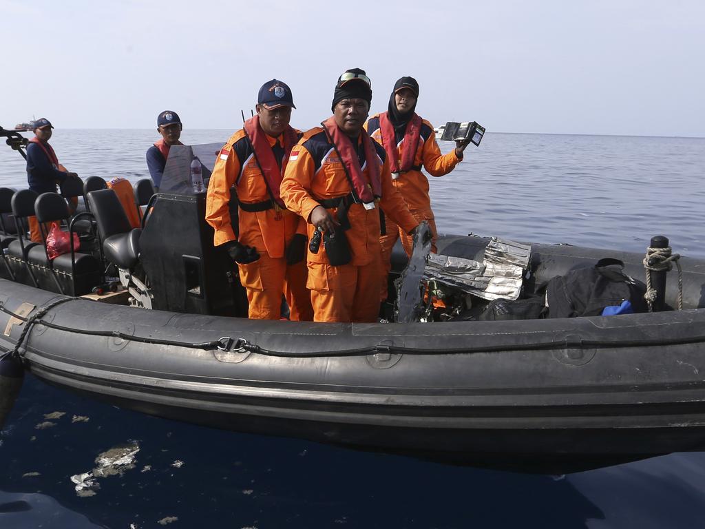 Rescuers continue search operation in the waters of Ujung Karawang, West Java. Picture: AP