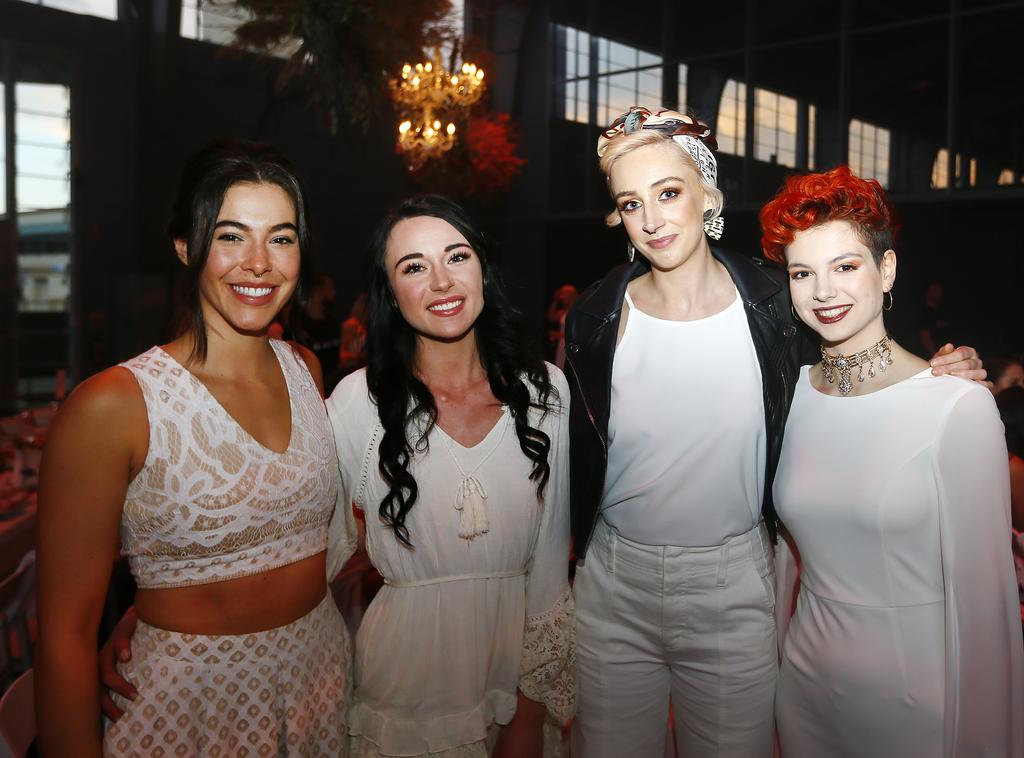 SOCIALS - Be Hers - change lives, end slavery event / ball at PW3, Hobart last night. (L-R) Hayden Cremeens of Taroona, Logan Linkston of Sandy Bay, Daisy Bacon of Lauderdale, Ellen Peroni of Hobart. Picture: MATT THOMPSON