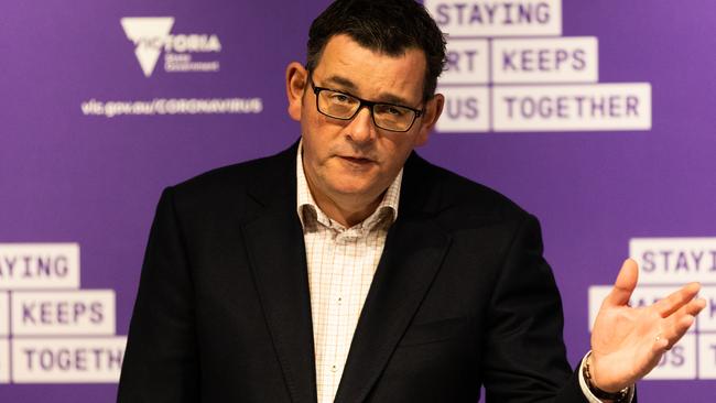 Premier Daniel Andrews addresses the media. Picture: Getty Images