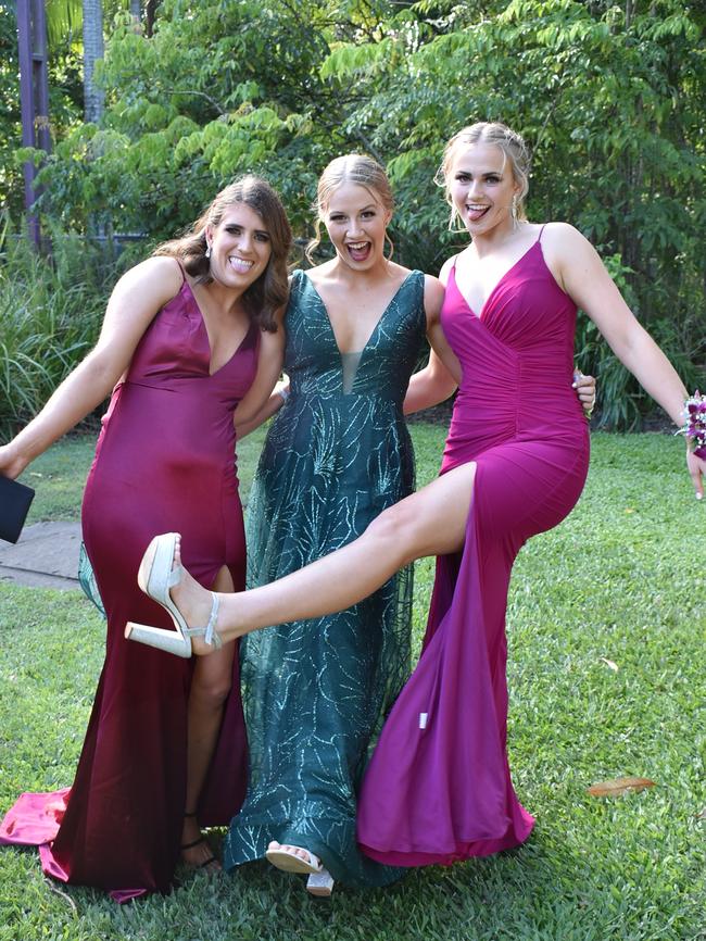 Ryleigh Wotherspoon, Summer Jones and Amity Bugeja stood out in their stunning gowns for at the Mackay State High School 2021 Year 12 formal, November 16, 2021. Photo: Tara Miko and Janessa Ekert
