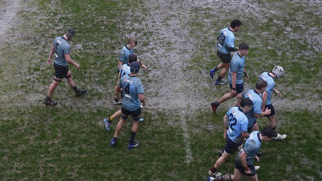 The rains came for the game between Queensland II and NSW 1.