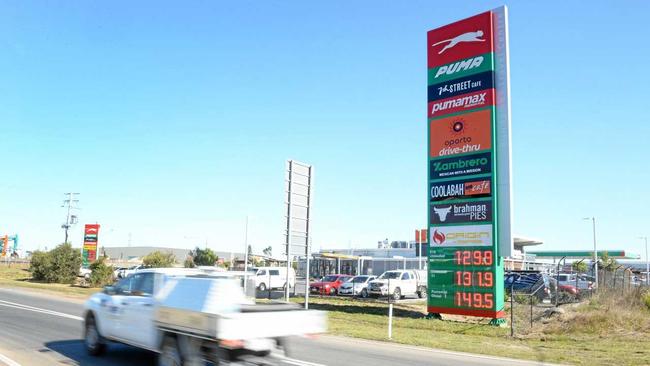 Petrol stations near Costco Bundamba are already dropping their prices. . Picture: Rob Williams