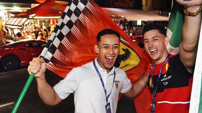 Ferrari fans Kory Wirawan and Nick Cundari. Picture: Josie Hayden