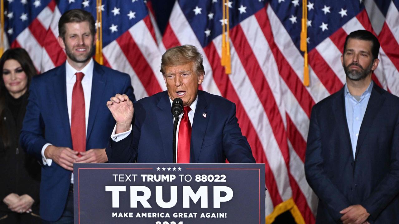 Donald Trump, with sons Eric and Donald. Picture: AFP