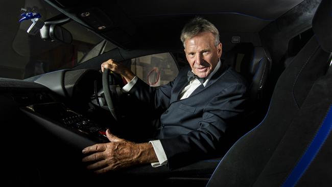 Sam Newman pictured with his Lamborghini. Picture: Aaron Francis