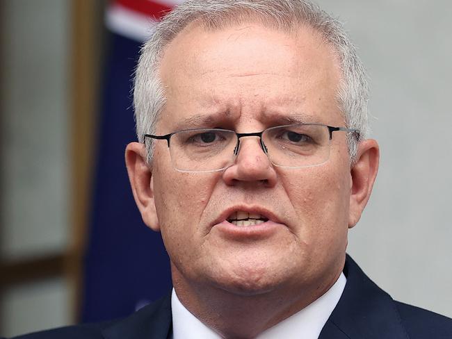 CANBERRA, AUSTRALIANewsWire Photos NOVEMBER, 22, 2021: The Prime Minister Scott Morrison during a press conference in Parliament House Canberra. Picture: NCA NewsWire / Gary Ramage