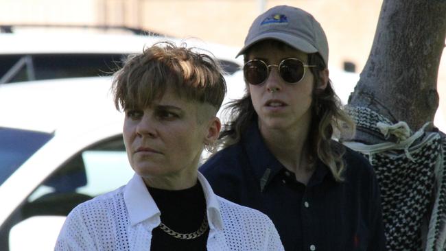 Carmen Escobar Robinson, 40, and Alexandra Elizabeth Walker, 33, outside the Alice Springs Local Court. Picture: Gera Kazakov