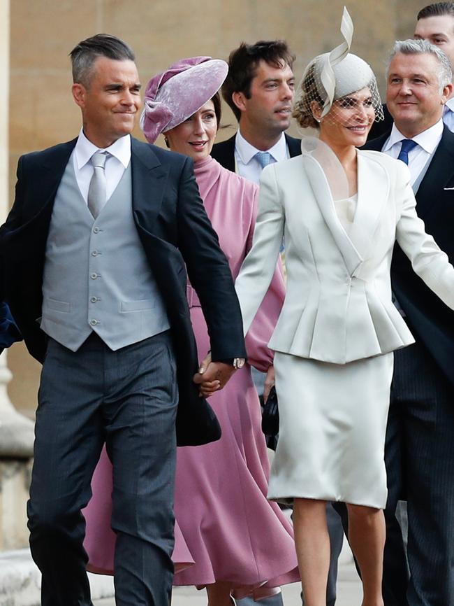 Robbie Williams arrives with his wife Ayda Field. Picture: Getty