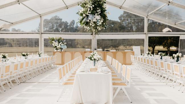 The Jones’ wedding was held in a clear marquee, the only one of its kind in Queensland. Picture Cassandra Ladru Photography