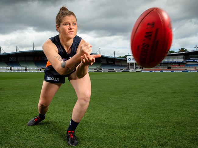 Carlton captain Bri Davey is eyeing a Round 1 return. Picture: Mark Stewart