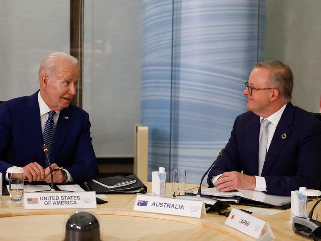 Joe Biden and Anthony Albanese in May. Picture: AFP