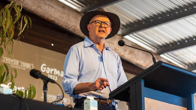 Anthony Albanese speaks at the Garma Festival at Gulkula in July. Picture: Getty Images