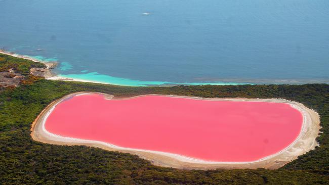 Lake Hillier on Middle Island, near Esperance, WA. Picture: Fly Esperance