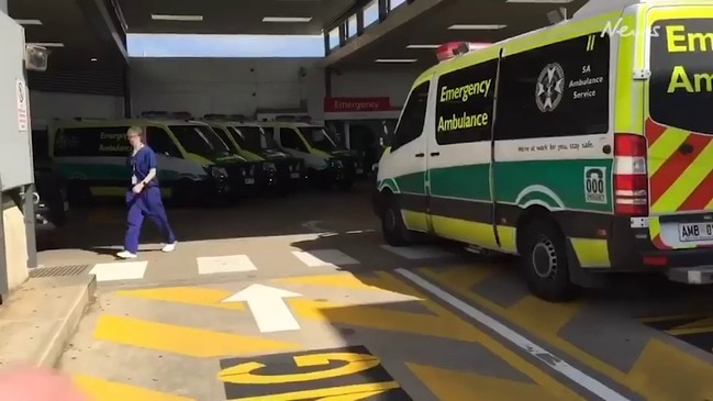 Ambulances ramp at Adelaide's Flinders Medical Centre