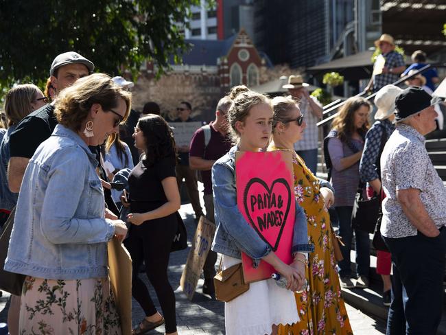 Protest at King George Square for the Tamil family sent to Christmas Island. Picture: AAP Image/Attila Csaszar