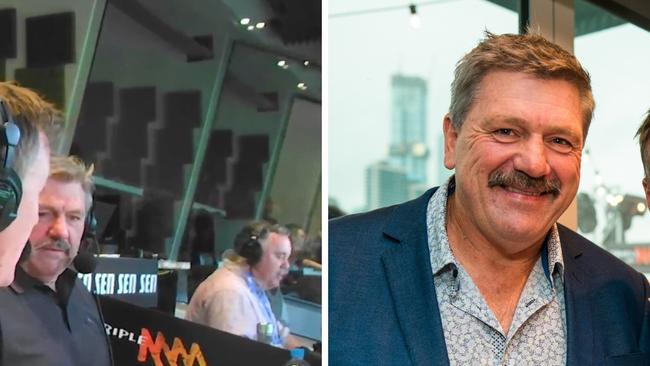 Brian Taylor had a look at the SEN box next door. Photo: Twitter,Triple M Footy.