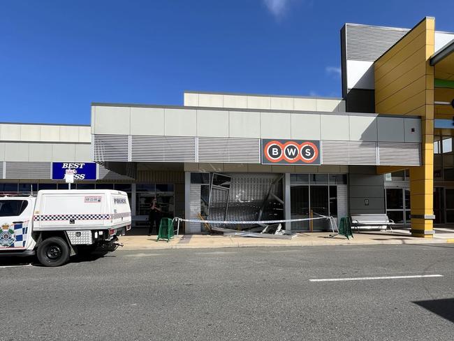 WATCH: Bottle-o trashed, bollards ripped out in alleged ram raid with stolen car