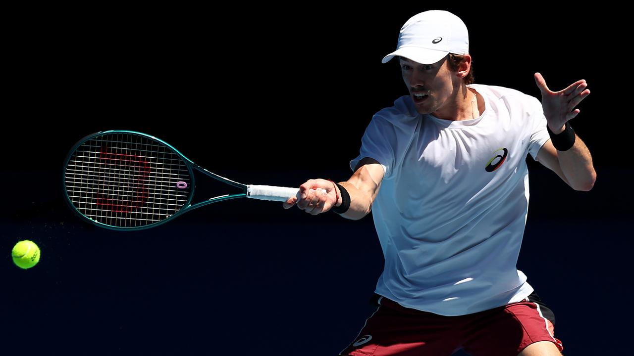 Alex de Minaur practising at Melbourne Park . (Photo by Graham Denholm/Getty Images)