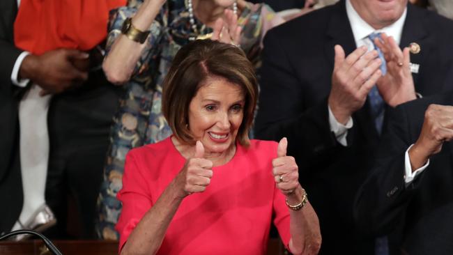 WASHINGTON, DC - JANUARY 3: Members of Congress congratulate newly elected Speaker of the House Nancy Pelosi (D-CA) during the first session of the 116th Congress at the U.S. Capitol January 03, 2019 in Washington, DC. Under the cloud of a partial federal government shutdown, Pelosi reclaimed her former title as speaker and her fellow Democrats took control of the House of Representatives for the second time in eight years.   Chip Somodevilla/Getty Images/AFP == FOR NEWSPAPERS, INTERNET, TELCOS & TELEVISION USE ONLY ==