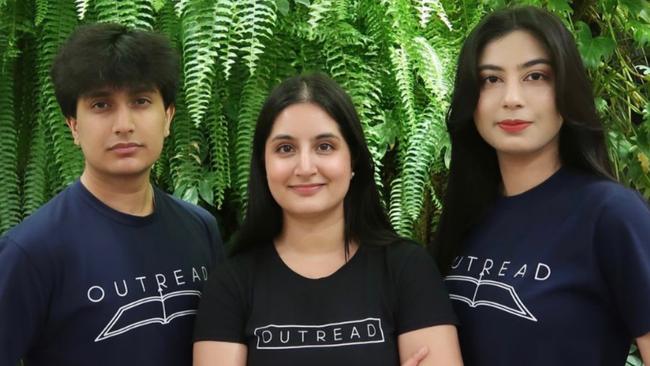 From left: Outread's Dhruv Sirohi, Janhvi Sirohi and Anshika Singh.