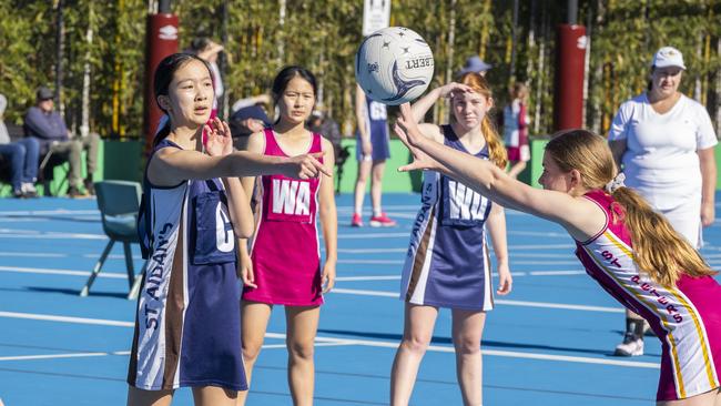 QGSSSA netball between St Peters and St Aidans at St Peters, Indooroopilly, Saturday, July 30, 2022 - Picture: Richard Walker