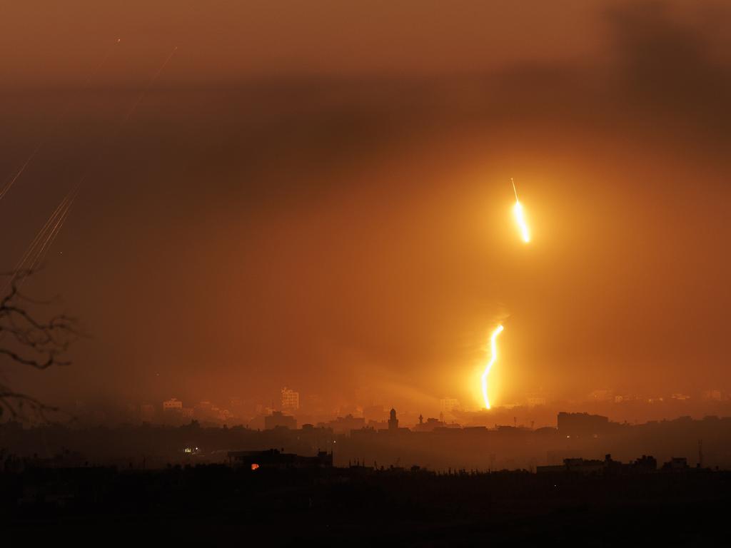 Rockets and ‘light bombs’ over Gaza. Picture: Dan Kitwood/Getty Images