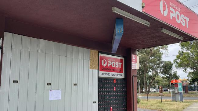 Croydon Hills' Post Office will be closed for a few days after a car drove into its front entrance early on January 17, 2022. Picture: Kiel Egging.