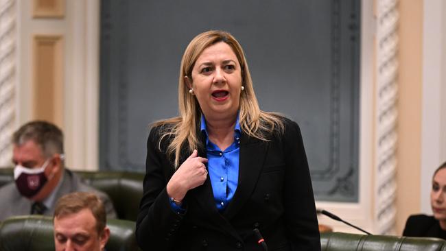 Queensland Premier Annastacia Palaszczuk speaks during Question Time at Parliament House in Brisbane. Picture: Dan Peled / NCA NewsWire