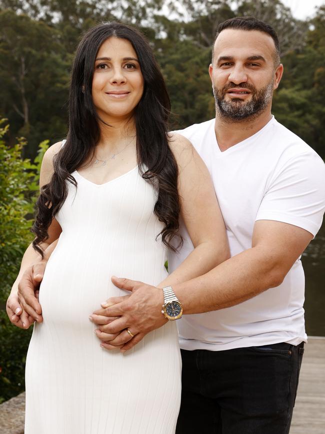 Danny and Leila Abdallah, who is due to give birth next week. Picture: Jonathan Ng