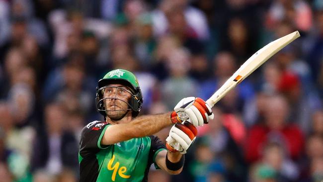 Glenn Maxwell on his way to 50 for the Stars in their loss to the Brisbane Heat at the MCG. Picture: Getty Images