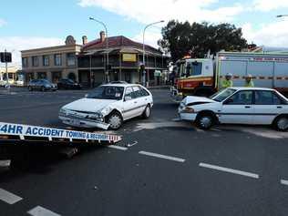 Two-vehicle crash on the corner of James and Ruthven Sts, 22/05/19. 1pm. Picture: Matthew Newton