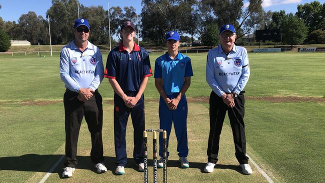 Western captain Blayde Burke alongside Southern Districts captain Samuel McGregor. Picture: Country Cricket NSW