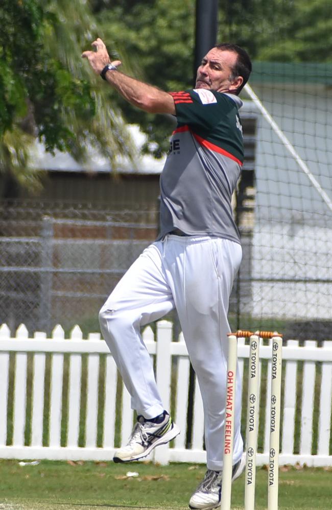 Lloyd Bloomfield bowling in the Mackay Cricket 3rd Grade one day shield semi-finals Pinnacle v Walkerston, Saturday, March 19, 2022. Picture: Tara Miko