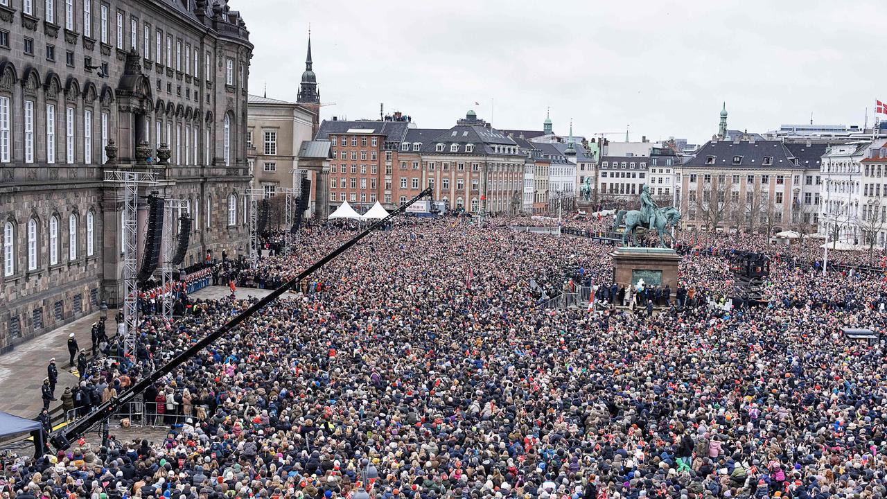 Overall view shows the huge crowd of well wishers at Christiansborg Palace Square in Copenhagen, Denmark after the declaration of the King's accession to the throne. Picture: AFP