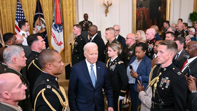 US President Joe Biden attends a Medal of Honor Ceremony in the East Room of the White House in Washington, DC. Picture: AFP