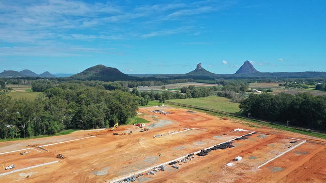 Land to be developed into the Halcyon Dales community at the Glass House Mountains. Photo: Stockland