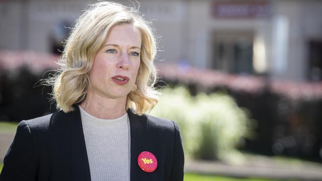 Labor leader Rebecca White at parliament lawns. Picture: Chris Kidd