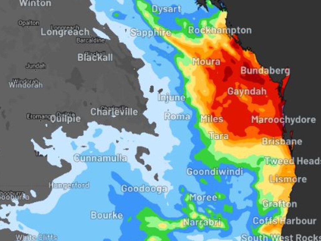 Parts of Queensland are on high alert for more wild weather including heavy rainfall, damaging wind gusts and hazardous surf at the weekend. Picture: Weatherzone